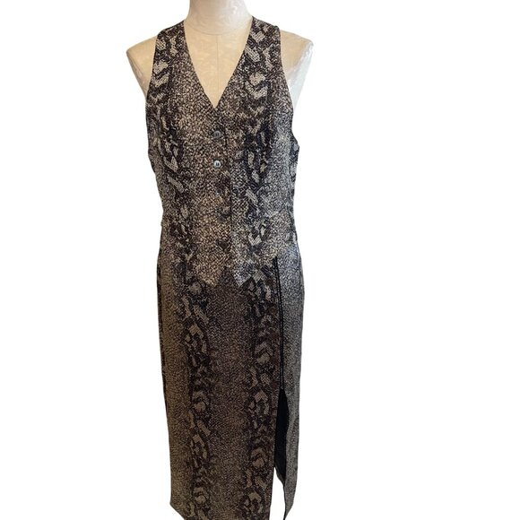 Perry Ellis Vintage Womens Skirt Set Size 6 Gray Snake Print 3 Piece Pure Silk - Picture 14 of 16